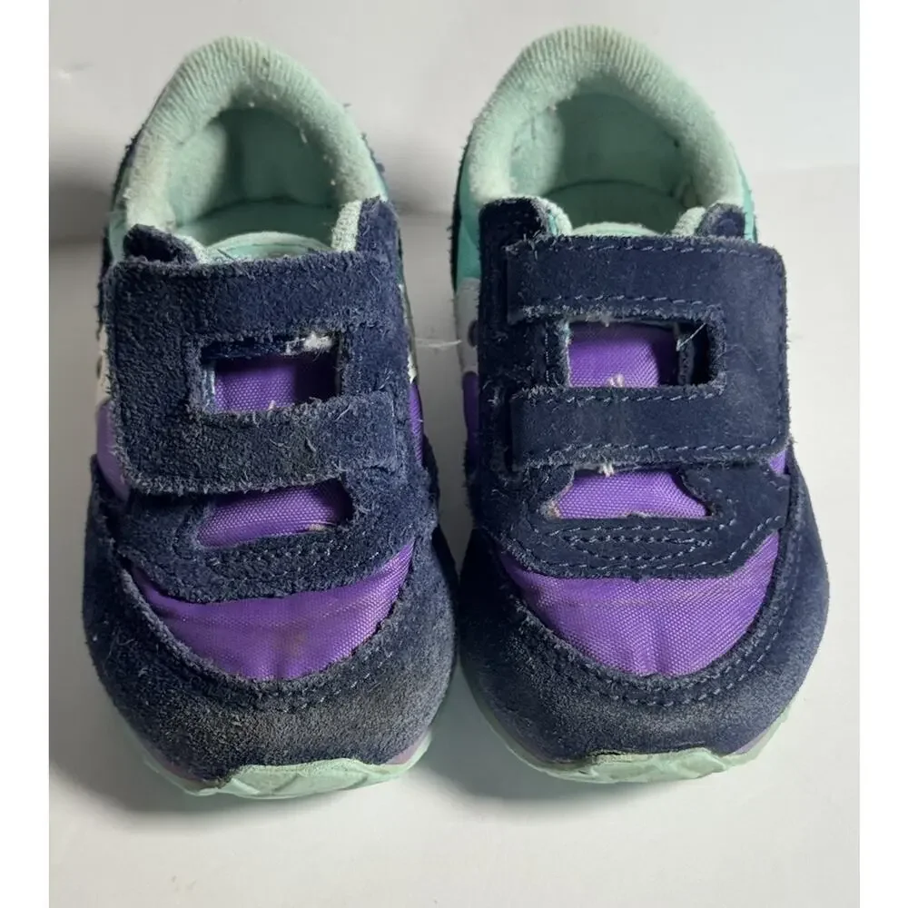 Saucony Jazz Hook Loop Toddler Sneakers Navy Purple Mint US 5 EU 21 Shoes